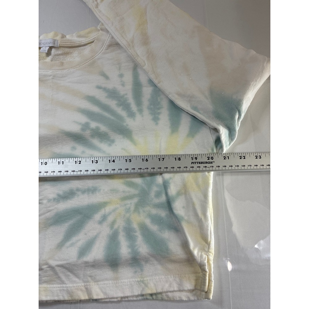 Beyond Yoga Tie Dye Cropped Sweatshirt Yellow Green Pastel Cotton USA Mens M - Picture 4 of 7